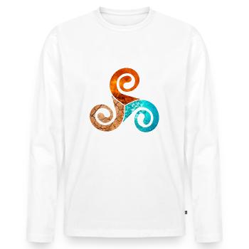 Celtic symbol 3 elements, fire, water and earth - Men's Premium Organic Long Sleeve Shirt - white - Front - Nico (187cm)