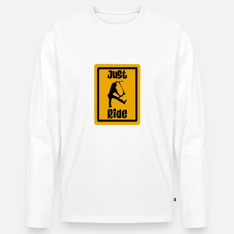 Just ride Roller - Männer Premium Bio Langarmshirt - Weiß