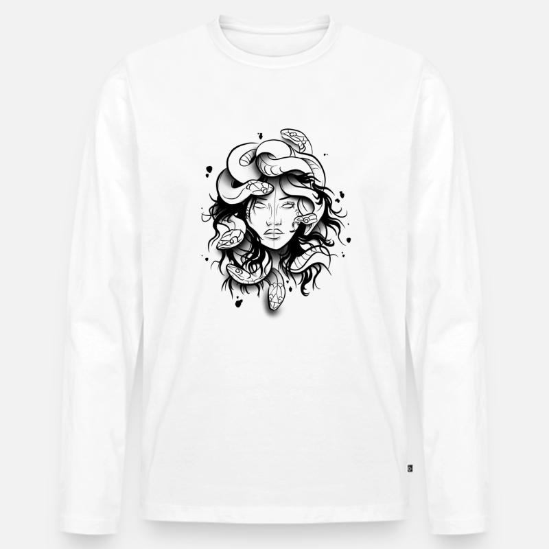 Medusa - Männer Premium Bio Langarmshirt - Weiß