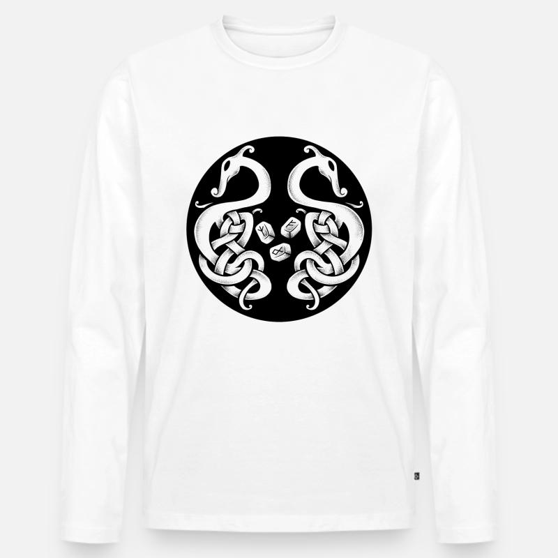 Symbol und Wikinger-Runen - Männer Premium Bio Langarmshirt - Weiß