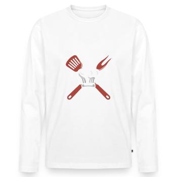 Chef Cook Cooking Chef cook Gift - Men's Premium Organic Long Sleeve Shirt - white - Front - Nico (187cm)
