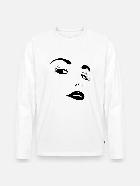 Gesicht einer Frau - Männer Premium Bio Langarmshirt - Weiß