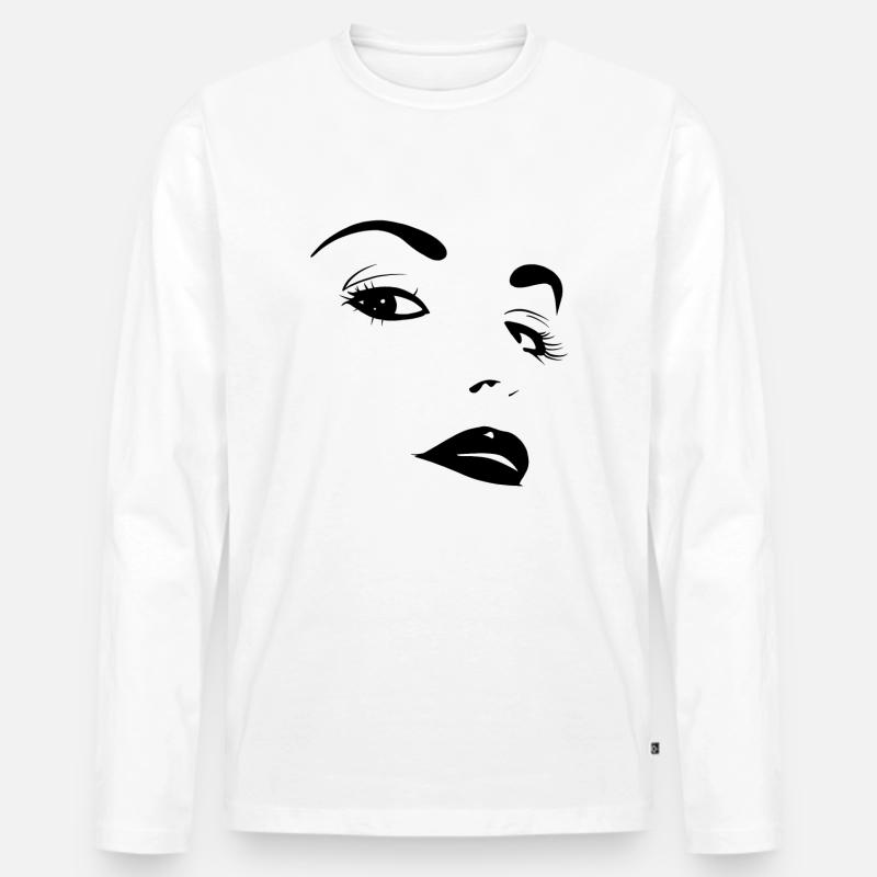 Gesicht einer Frau - Männer Premium Bio Langarmshirt - Weiß