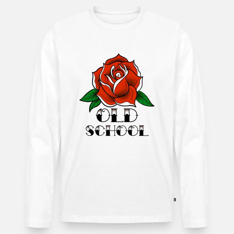 Rose old school - Männer Premium Bio Langarmshirt - Weiß