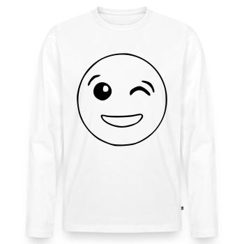 Emoji winking sketch black - Men's Premium Organic Long Sleeve Shirt - white - Front - Nico (187cm)