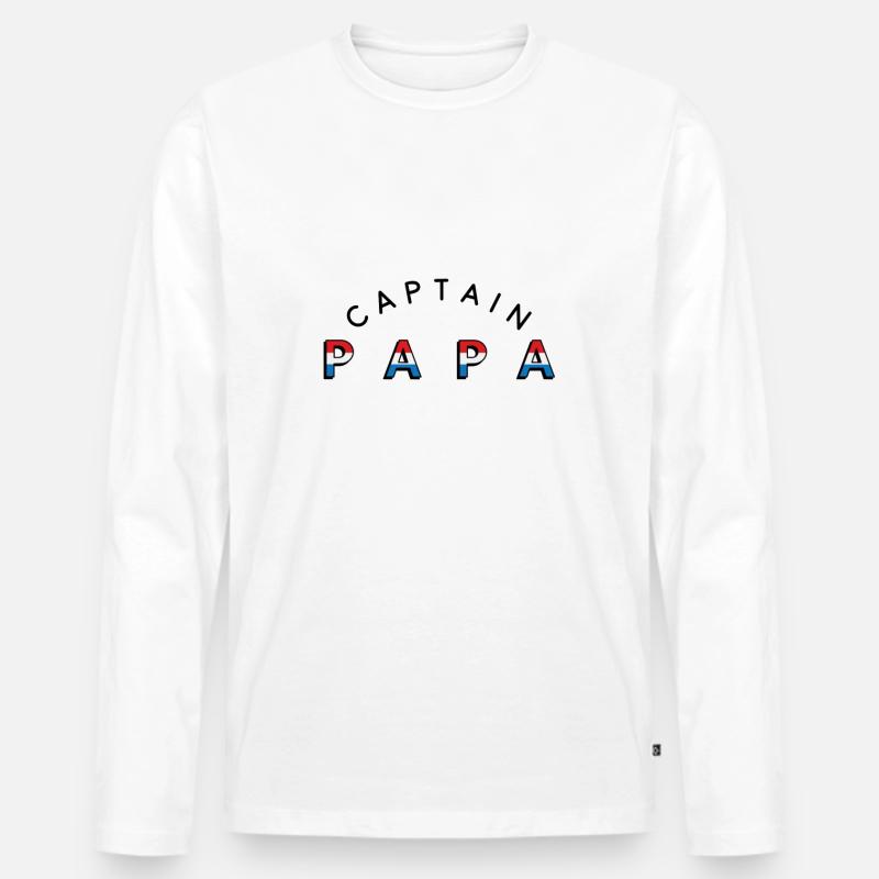 Captain Papa - Männer Premium Bio Langarmshirt - Weiß