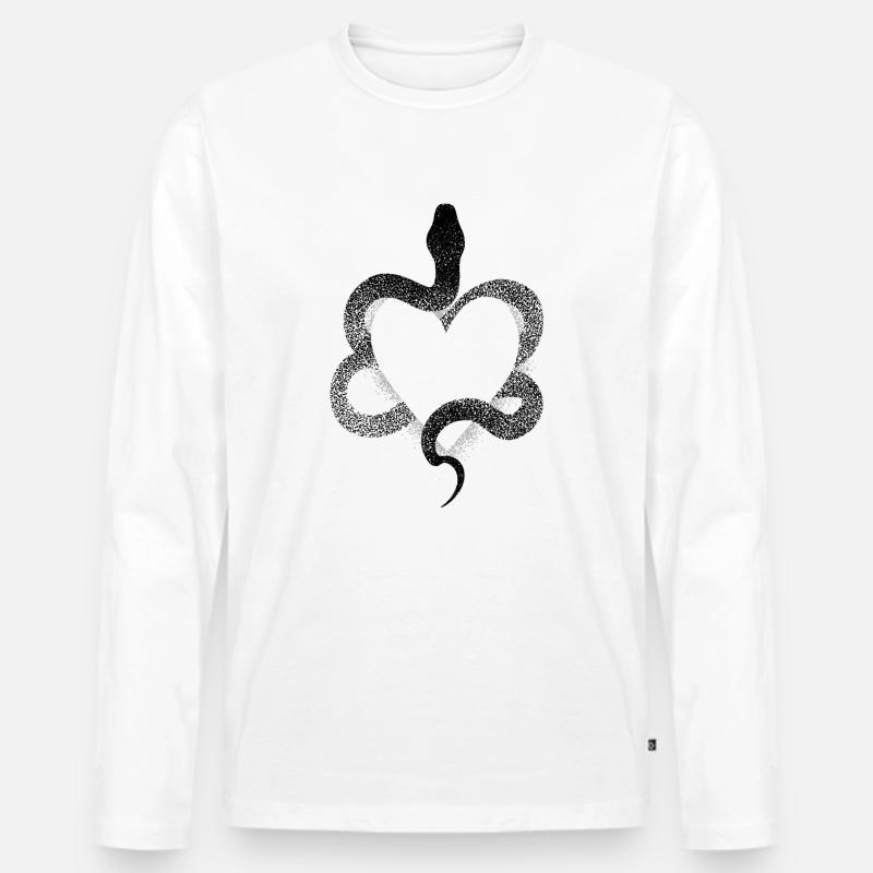 Dotwork Herz Schlange - Männer Premium Bio Langarmshirt - Weiß