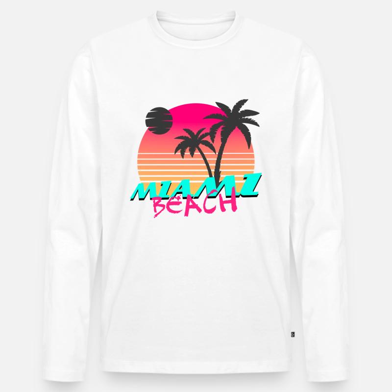 Miami Beach - Männer Premium Bio Langarmshirt - Weiß