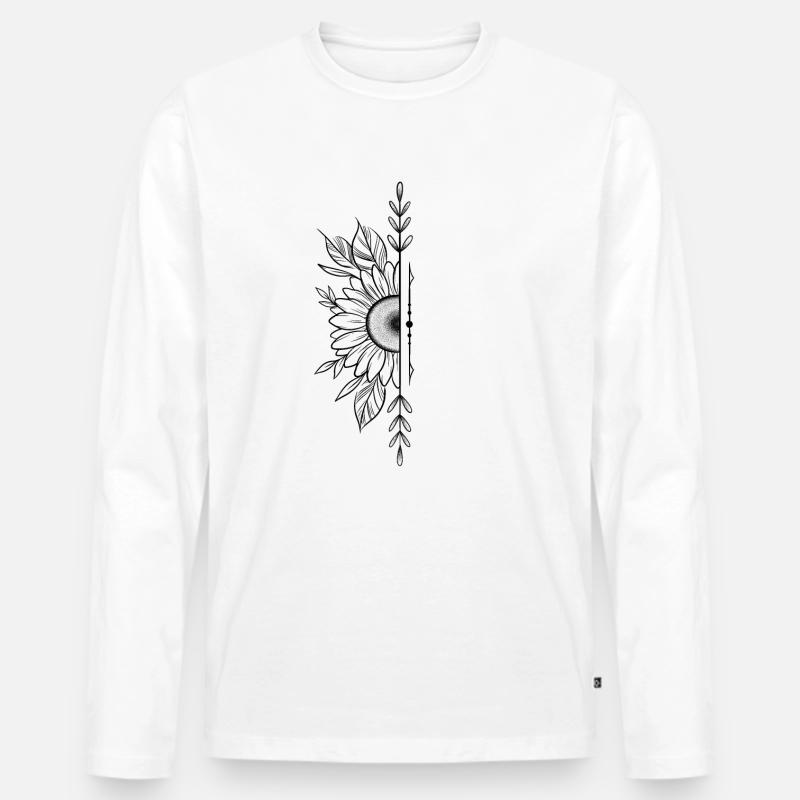 Blumenblume dotwork - Männer Premium Bio Langarmshirt - Weiß