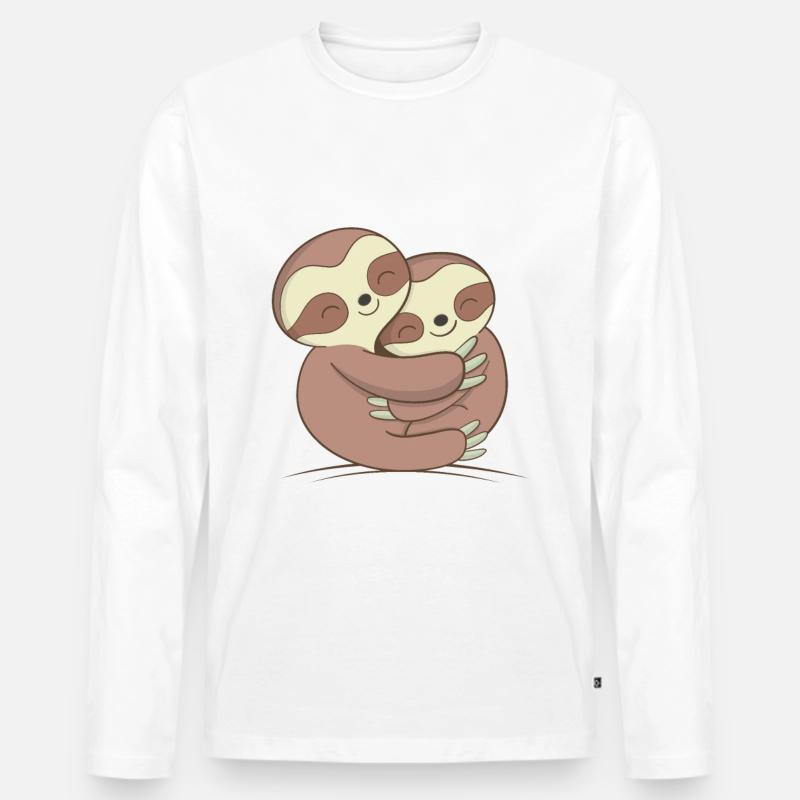 Faultier Design - Männer Premium Bio Langarmshirt - Weiß