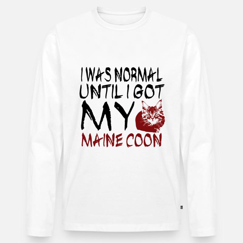 Maine coon Katze - Männer Premium Bio Langarmshirt - Weiß