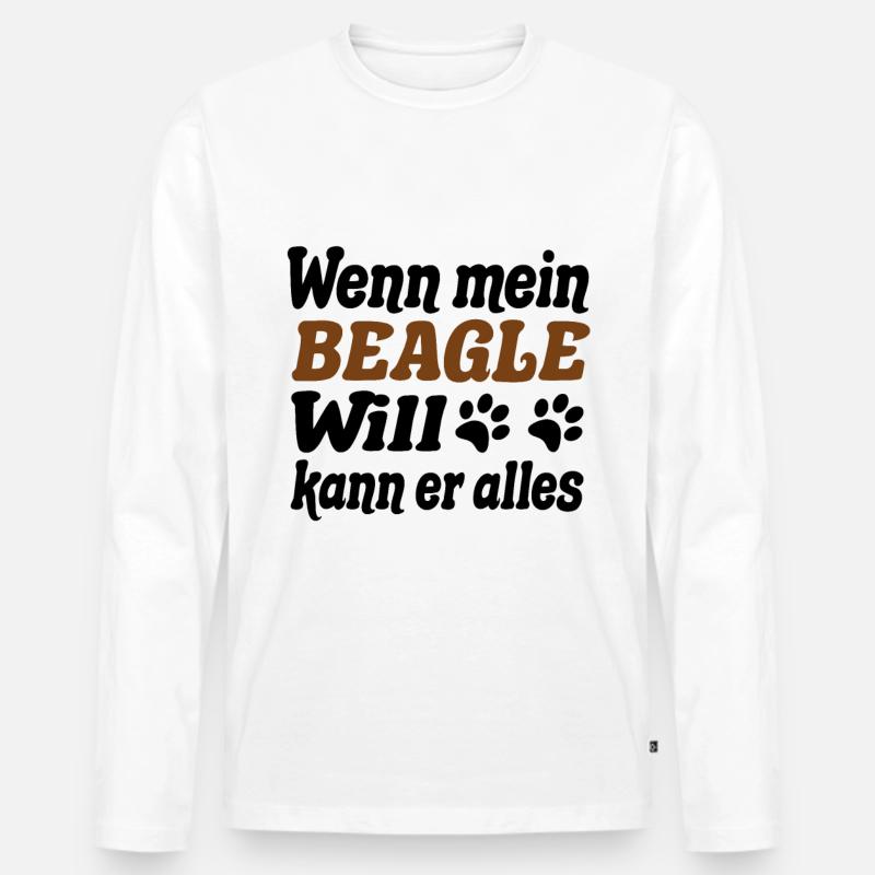 Beagle - Männer Premium Bio Langarmshirt - Weiß