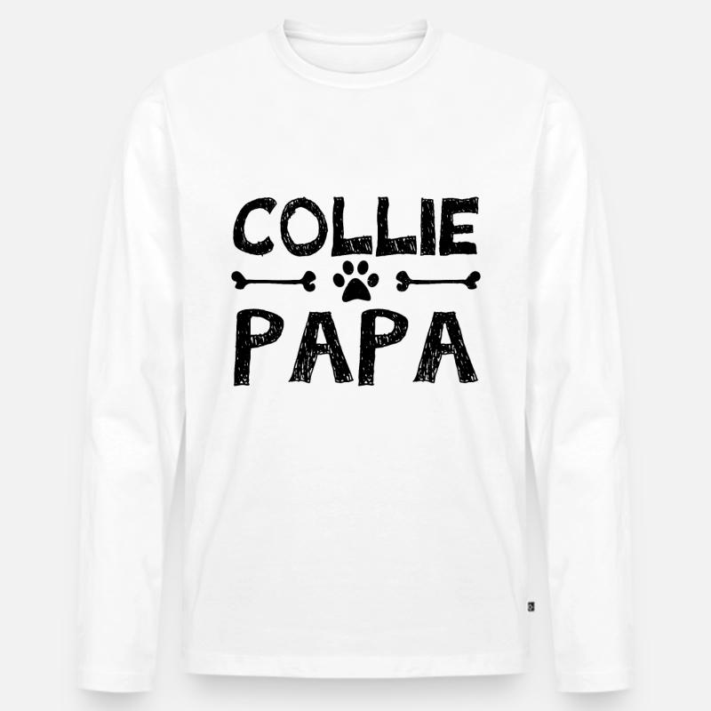 border collie Papa - Männer Premium Bio Langarmshirt - Weiß