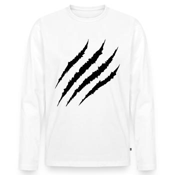 Bärenklaue Kralle Offene Wunde - Männer Premium Bio Langarmshirt - Weiß - Vorne - Nico (187cm)