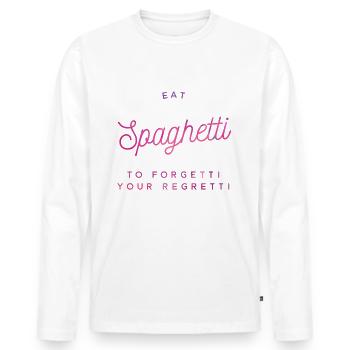 eat spaghetti to forget your regretti - Men's Premium Organic Long Sleeve Shirt - white - Front - Nico (187cm)