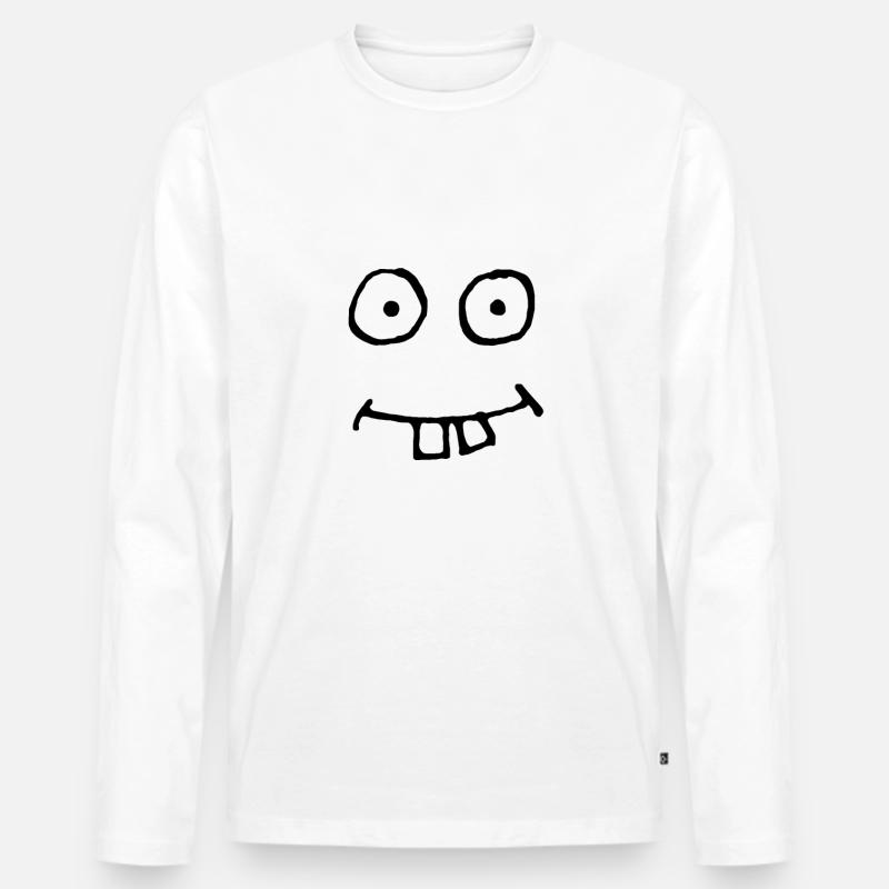 Lustiges Gesicht, Comic - Männer Premium Bio Langarmshirt - Weiß