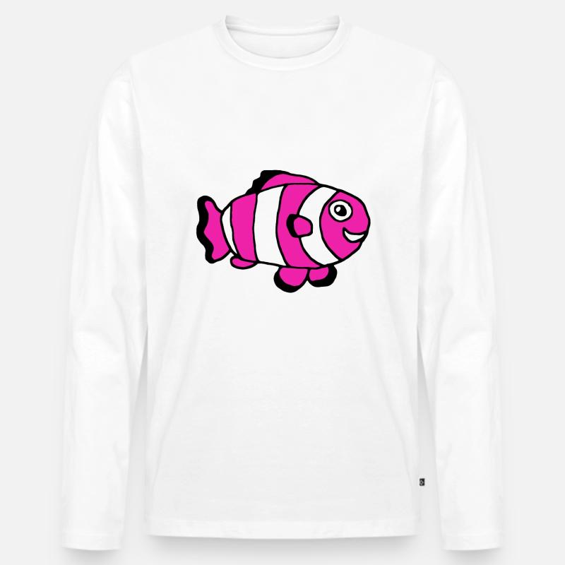 Pinker Clownfisch, Weibchen, Mädchen - Männer Premium Bio Langarmshirt - Weiß