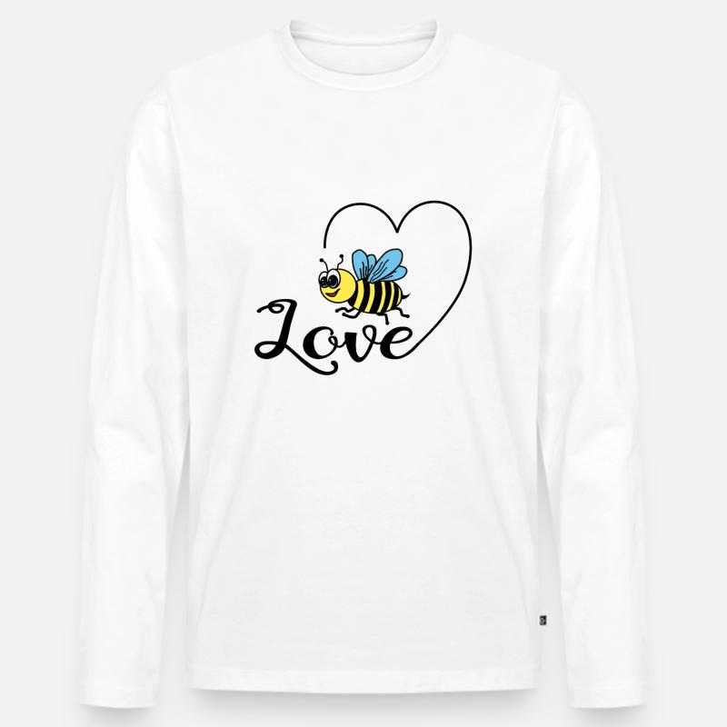 Biene - Männer Premium Bio Langarmshirt - Weiß