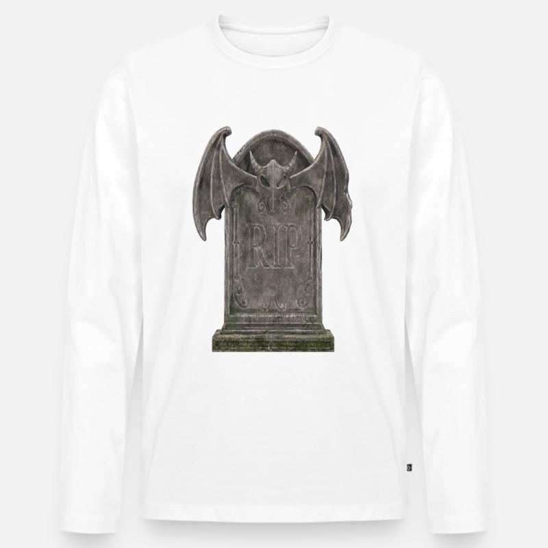Grabstein Design - Männer Premium Bio Langarmshirt - Weiß