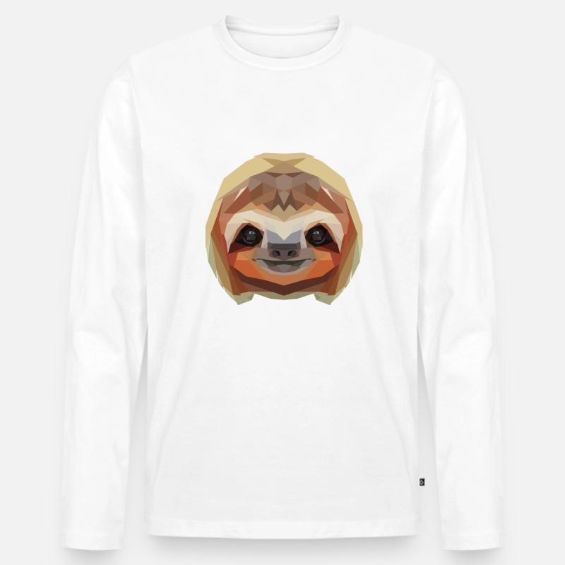 Faultier Mosaik low poly - Männer Premium Bio Langarmshirt - Weiß
