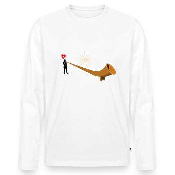 Alphorn Zermatt Schweiz Matterhorn Berge Geschenk - Männer Premium Bio Langarmshirt - Weiß - Vorne - Nico (187cm)