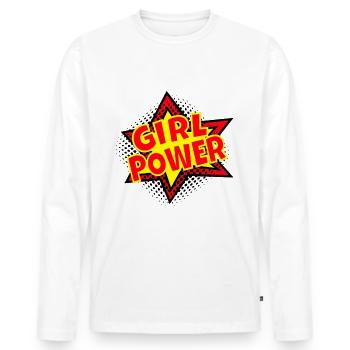 Girlpower Powergirl Frauenpower Powerfrau - Männer Premium Bio Langarmshirt - Weiß - Vorne - Nico (187cm)