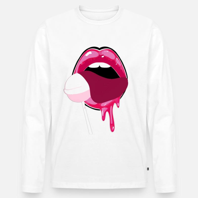 CHUPACHUPS LIPPEN - Männer Premium Bio Langarmshirt - Weiß