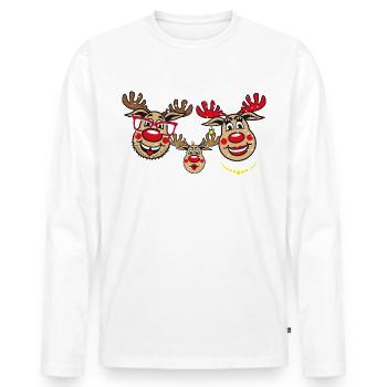 94 Hirsch Rudolph HAPPY FAMILY Papa Mama Kind - Männer Premium Bio Langarmshirt - Weiß - Vorne - Nico (187cm)