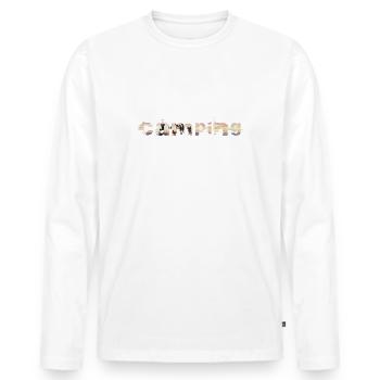 Camping Camper Van Adventure Travel Feu de camp - T-shirt manches longues Premium bio Homme - blanc - Devant - Nico (187cm)