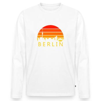 Berlin Stadt Skyline Silhouette Sonne - Männer Premium Bio Langarmshirt - Weiß - Vorne - Nico (187cm)