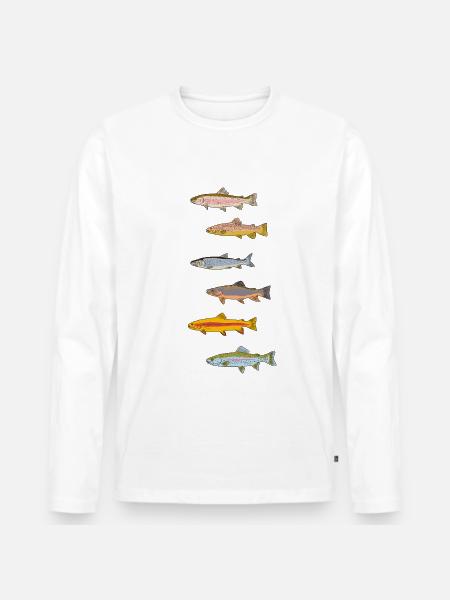 Fische Angeln | Fischarten Fischen Geschenkidee - Männer Premium Bio Langarmshirt - Weiß