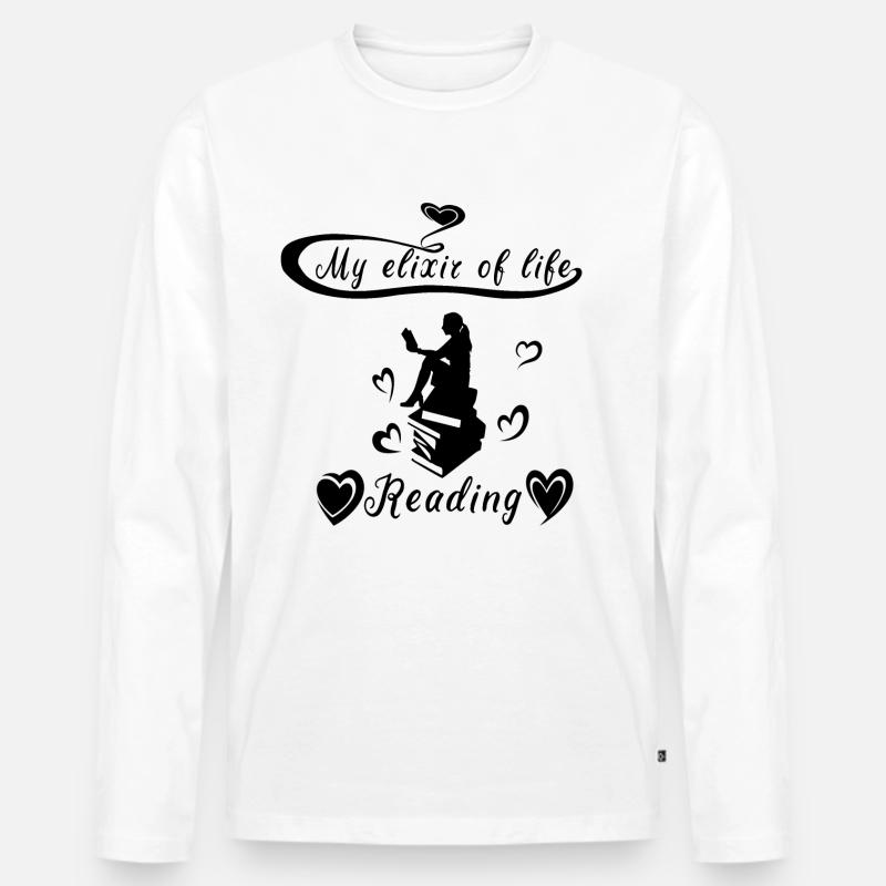 Lesen - Männer Premium Bio Langarmshirt - Weiß