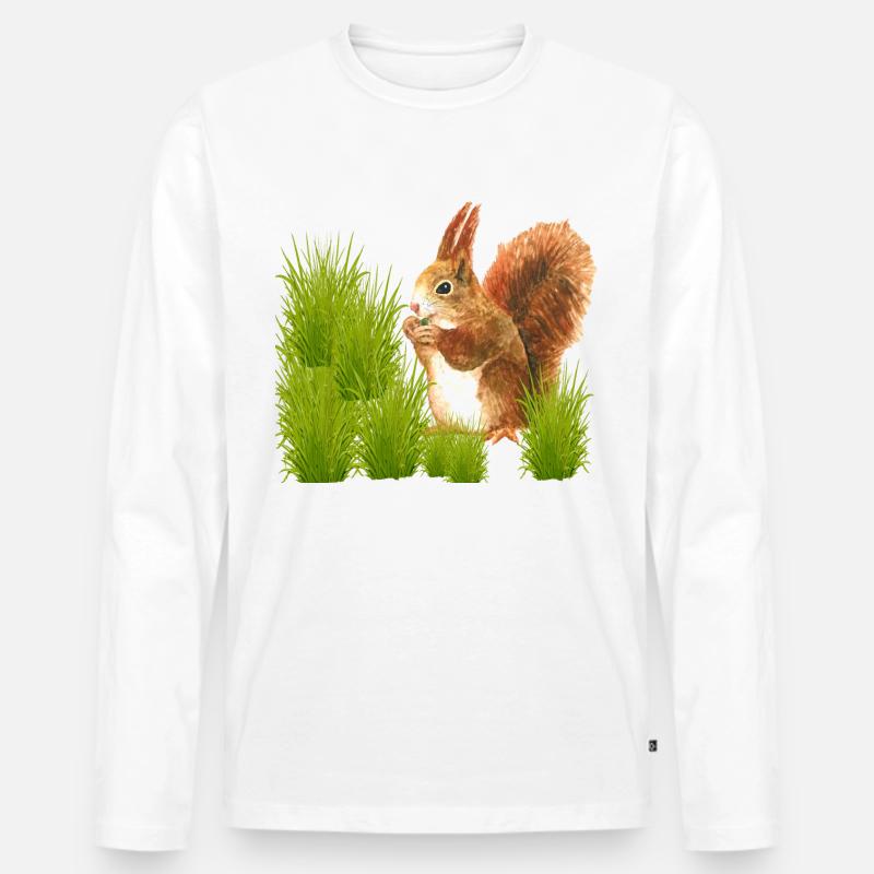 Eichhörnchen-Design - Männer Premium Bio Langarmshirt - Weiß