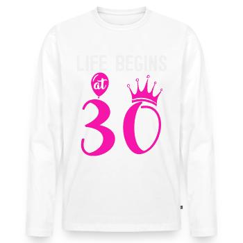 La vie commence à 30, 30 ans - T-shirt manches longues Premium bio Homme - blanc - Devant - Nico (187cm)