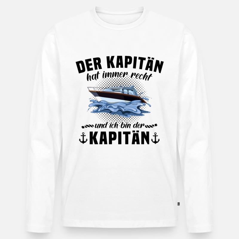 Kapitän Boot Bootsführerschein - Männer Premium Bio Langarmshirt - Weiß