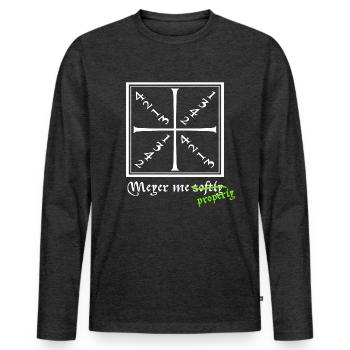 HEMA - Meyer me softly - simpel, für Dunkles - Männer Premium Bio Langarmshirt - Anthrazit meliert - Vorne - Nico (187cm)