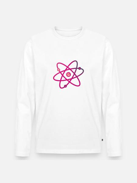 Buntes Atom Neutron Elektron - Männer Premium Bio Langarmshirt - Weiß