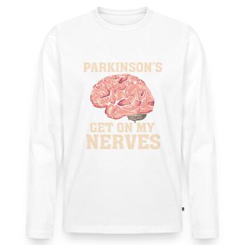 Parkinson Kranke Humor Geschenk - Männer Premium Bio Langarmshirt - Weiß - Vorne - Nico (187cm)