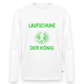 Laufen Joggen König Laufschuhe Sport Jogger - Männer Premium Bio Langarmshirt - Weiß - Vorne - Nico (187cm)