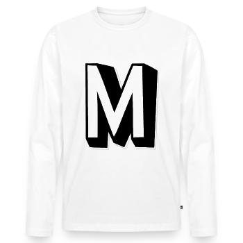Buchstabe M - Alphabet M. - Männer Premium Bio Langarmshirt - Weiß - Vorne - Nico (187cm)