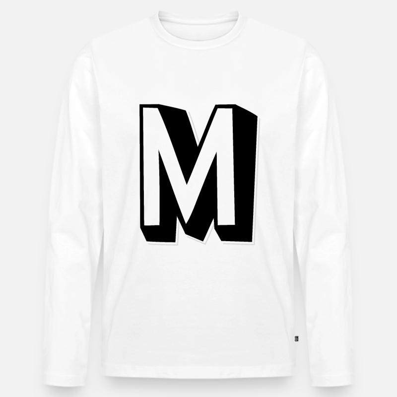 Buchstabe M - Alphabet M. - Männer Premium Bio Langarmshirt - Weiß