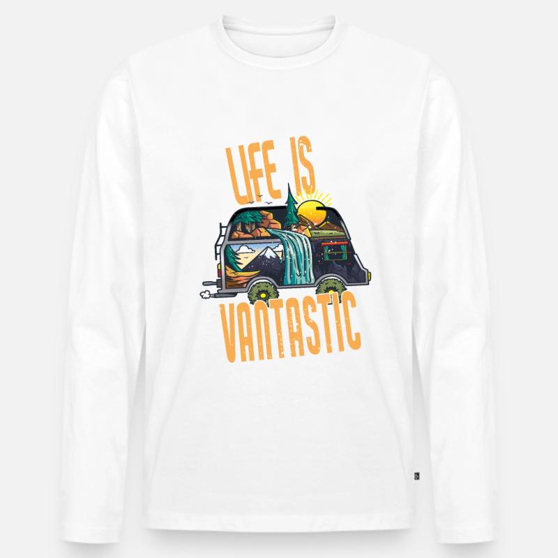 Life Is Vantastic Camper - Männer Premium Bio Langarmshirt - Weiß