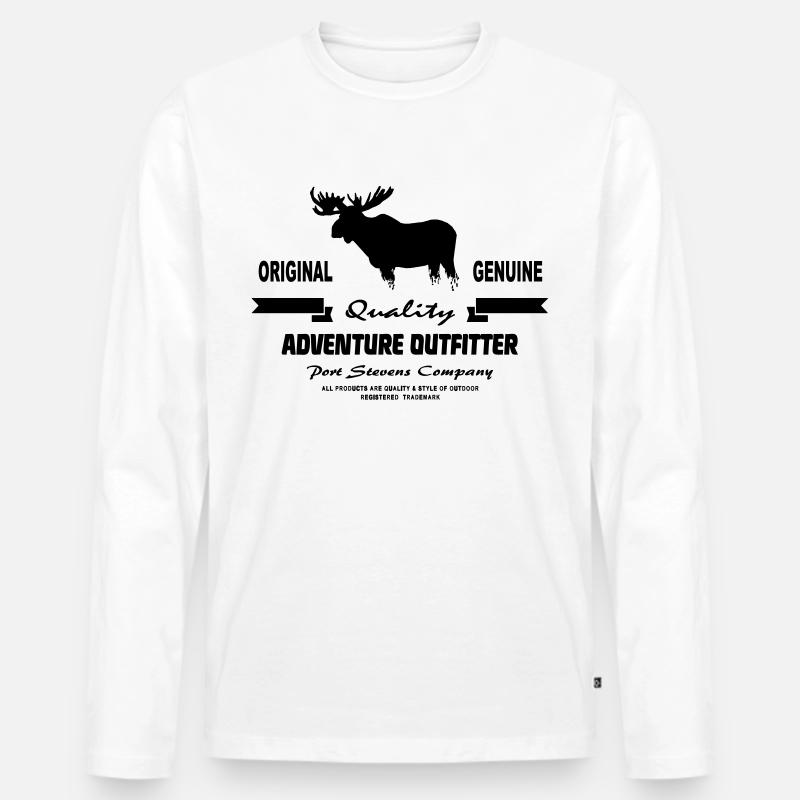 Wild Nature - Moose - Elch - Männer Premium Bio Langarmshirt - Weiß