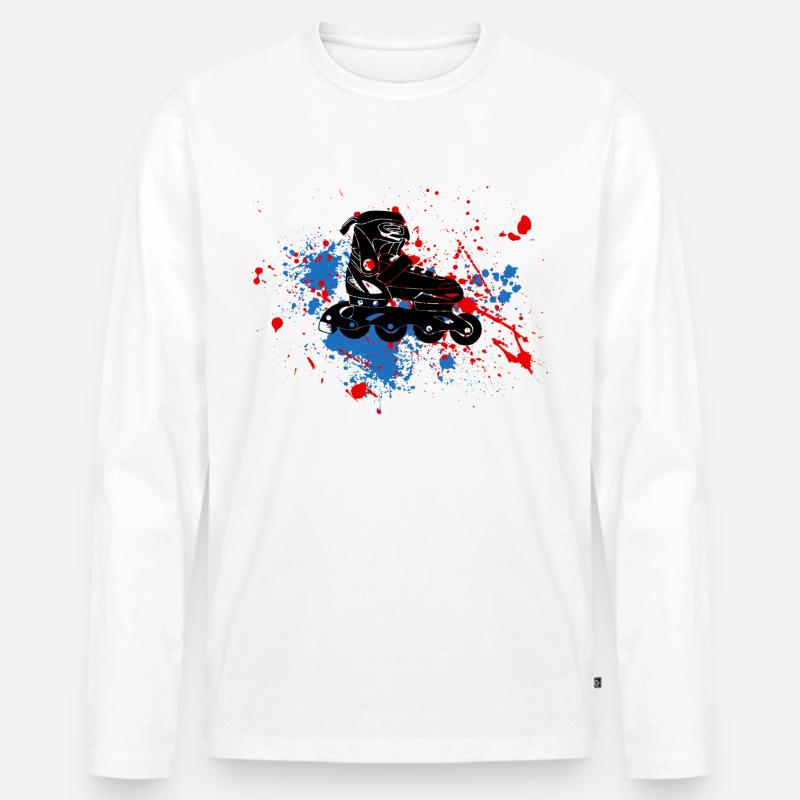 Rollschuhe - Männer Premium Bio Langarmshirt - Weiß
