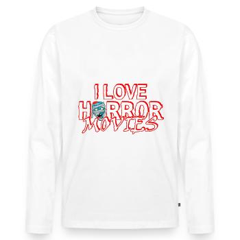 I Love Horror Movies | Gift idea thriller movie - Men's Premium Organic Long Sleeve Shirt - white - Front - Nico (187cm)