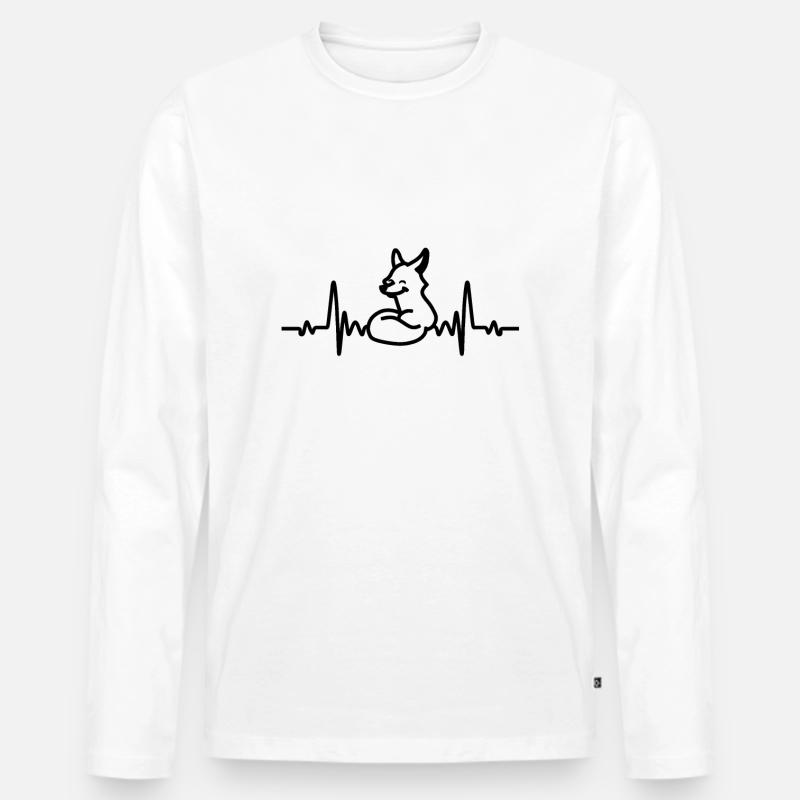 Herzschlag Fuchs, Geschenkidee - Männer Premium Bio Langarmshirt - Weiß