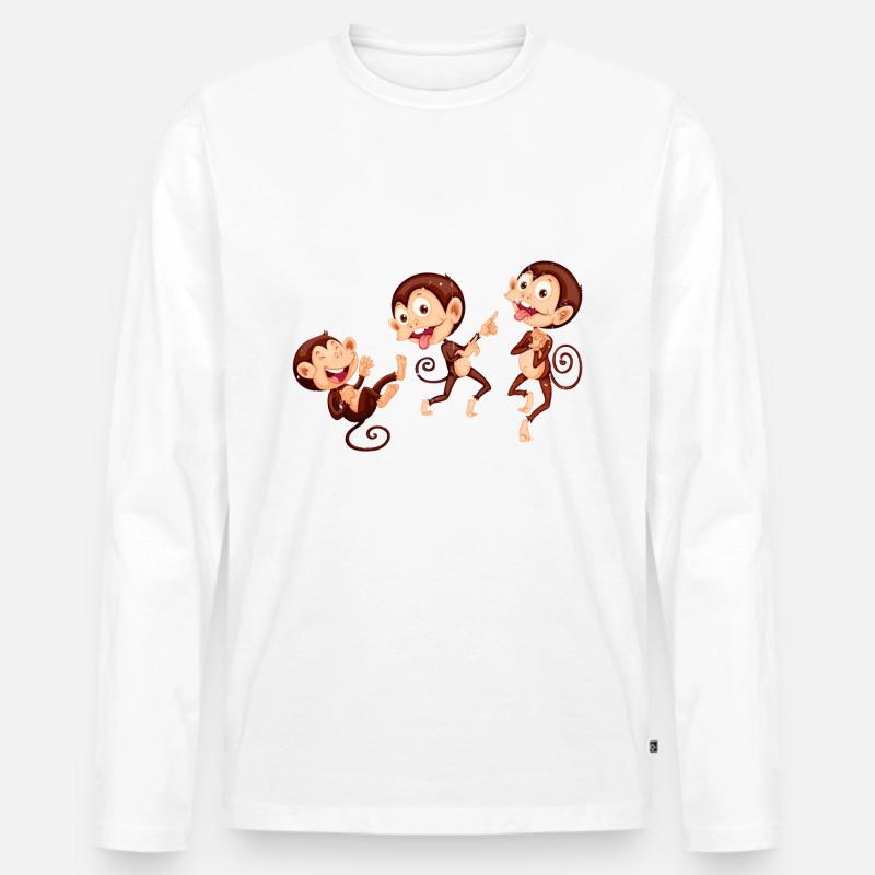 Three Monkeys. Drei Äffchen. - Männer Premium Bio Langarmshirt - Weiß