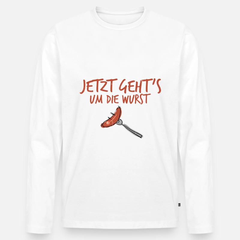 Um die Wurst. - Männer Premium Bio Langarmshirt - Weiß