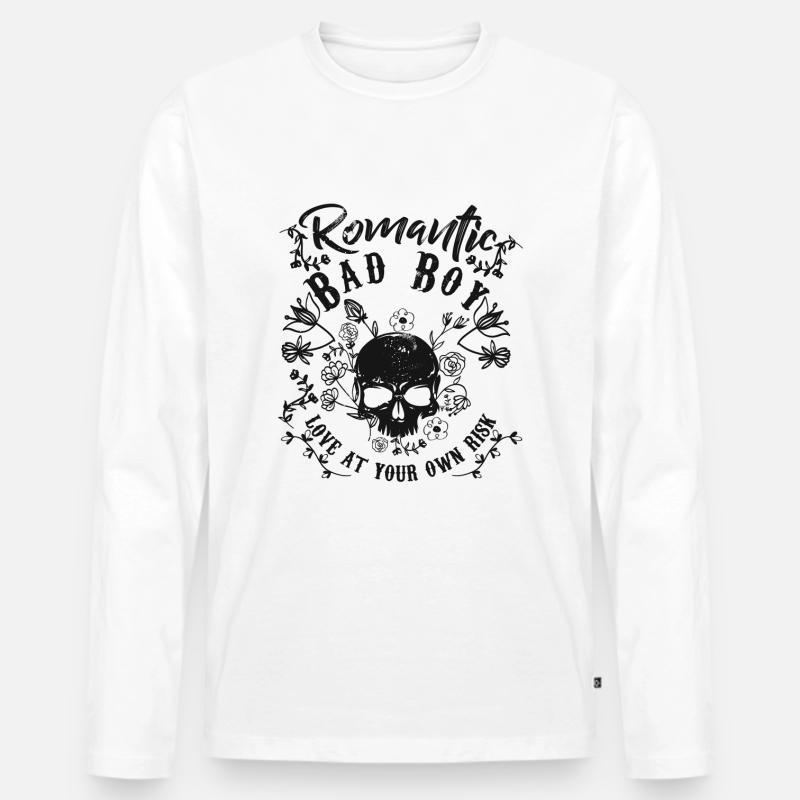Skull. Bad Boy. Love. - Männer Premium Bio Langarmshirt - Weiß