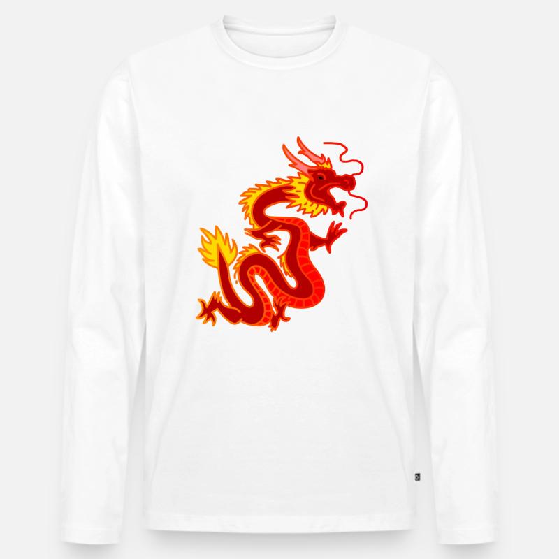 Drache - Männer Premium Bio Langarmshirt - Weiß